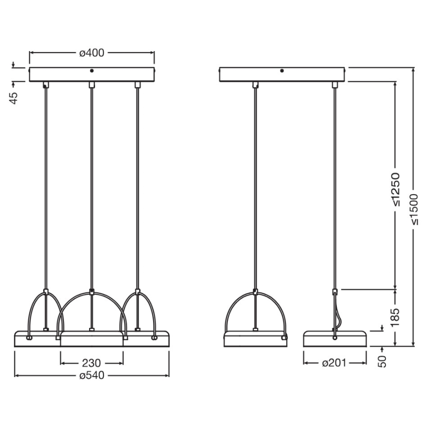 Osram - LED-pendel med kabelophæng DECOR PUCK 3xLED/12W/230V sort