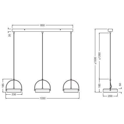 Osram - LED-pendel på wire DECOR PUCK 3xLED/12W/230V sort