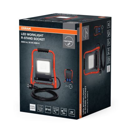 Osram - LED-reflektor med holder og stikkontakter R-STAND LED/50W/230V 4000K IP44 orange/antracit