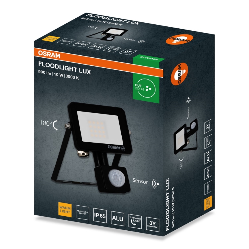 Osram - LED reflektor med sensor FLOODLIGHT LED/10W/230V 3000K IP65