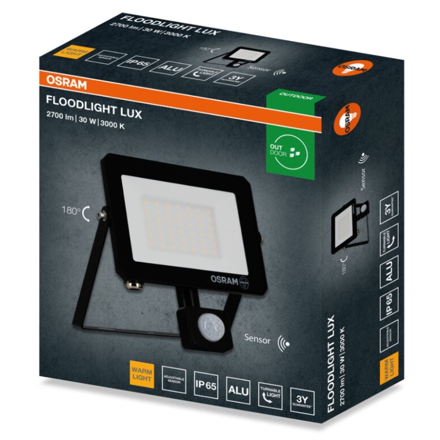 Osram - LED-reflektor med sensor FLOODLIGHT LED/30W/230V 3000K IP65