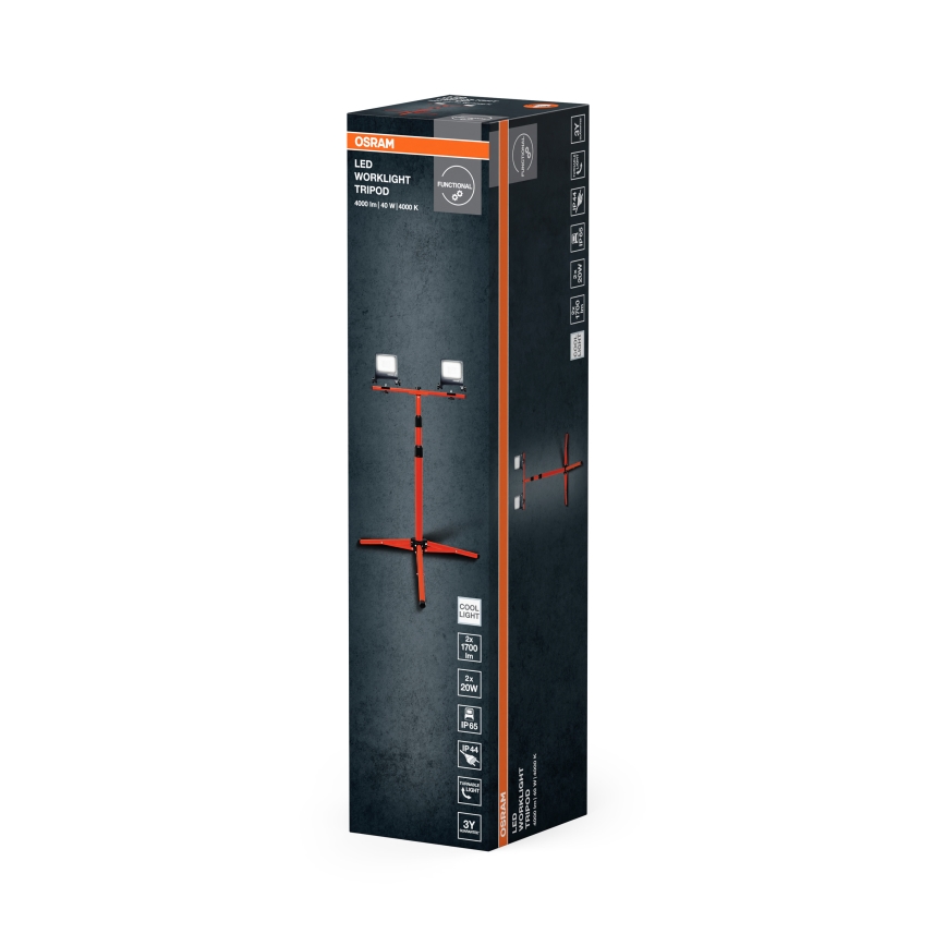 Osram - LED-reflektor med TRIPOD-stativ 2xLED/20W/230V 4000K IP65 orange/antracit
