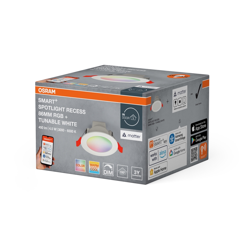 Osram - LED RGB Dæmpbar indbygningsdownlight SMART+ DOWNLIGHT LED/4,5W/230V 3000-6500K Wi-Fi