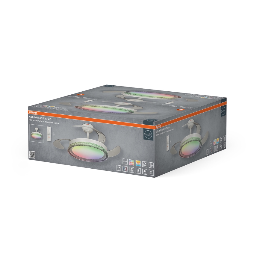 Osram - RGB LED-dæmpbar loftlampe med ventilator CIERZO LED/35W/230V 3000-6500K + fjernbetjening