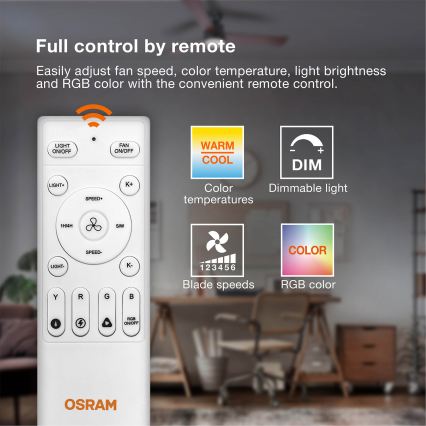 Osram - LED RGB dæmpbar loftventilator NORDES LED/18W/230V 3000-6500K + fjernbetjening