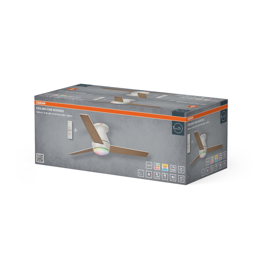 Osram - LED RGB dæmpbar loftventilator NORDES LED/18W/230V 3000-6500K + fjernbetjening