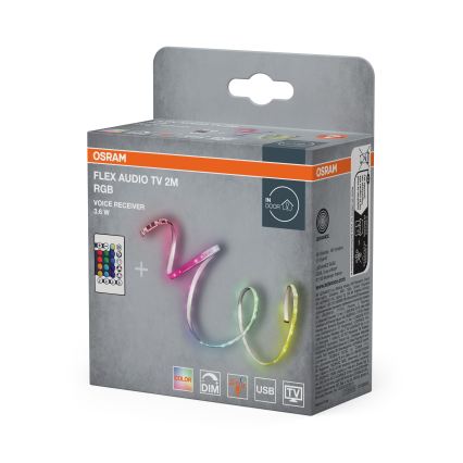 Osram - RGB LED, dæmpbart bånd til TV FLEX AUDIO 2m LED/3,6W/5V + fjernbetjening