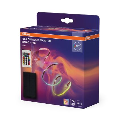Osram - LED RGBW dæmpbar solcelledrevet LED-bånd FLEX MAGIC 5m LED/1,6W/3,7V 2000 mAh IP44 + fjernbetjening