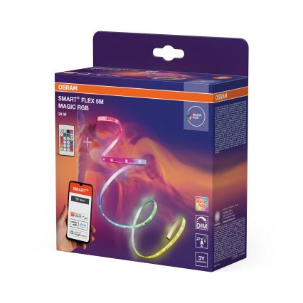 Osram - SMART+ MAGIC FLEX 5m dæmpbar RGB-LED-strip 24W/230V Wi-Fi + fjernbetjening