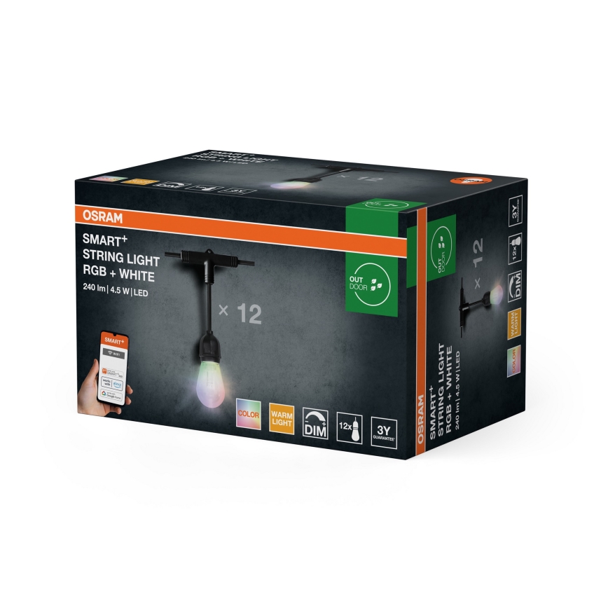Osram - LED RGB Dæmpbar udendørs lyskæde SMART+ STRING 12xLED/230V 7,47m IP44 Wi-Fi