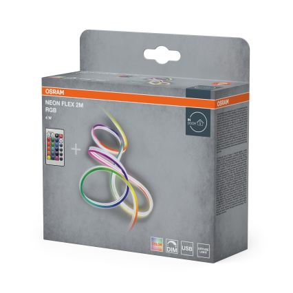 Osram - LED RGBW dæmpbar LED-stribe NEON FLEX 2m LED/4W/5V + fjernbetjening