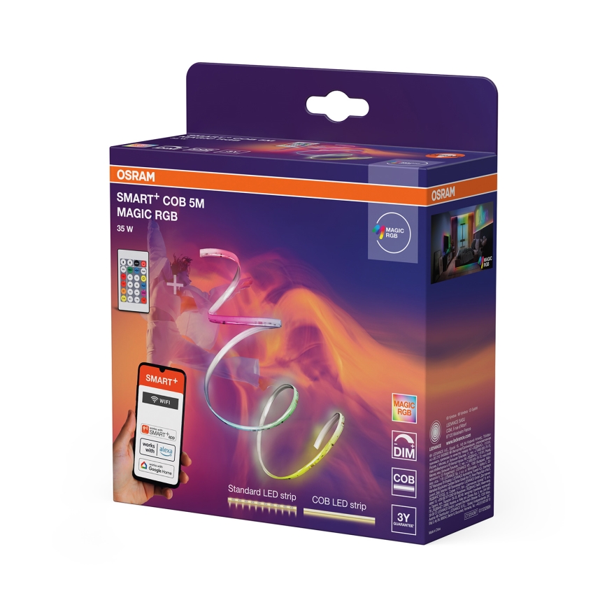 Osram - dæmpbar RGB LED-lyslist SMART+ MAGIC 5m LED/35W/230V Wi-Fi + fjernbetjening