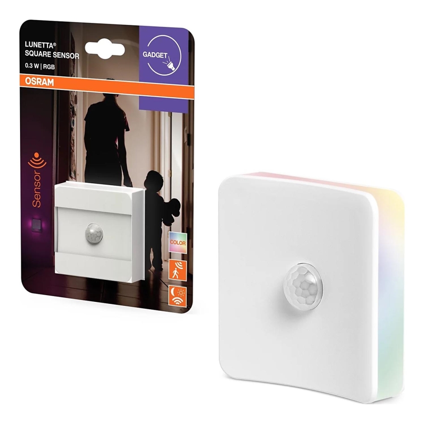 Osram - LED RGB orienteringslampe til stikkontakt med sensor LUNETTA LED/0,3W/230V