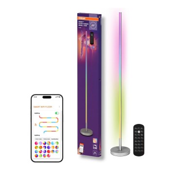 Osram - LED RGBW dæmpbar gulvlampe SMART+ MAGIC LED/11,5 W/230 V 2700–6500 K sølvfarvet Wi‑Fi + fjernbetjening