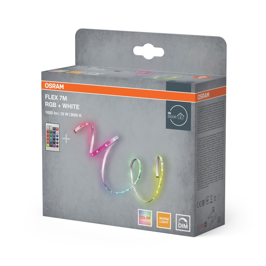 Osram - LED RGBW dæmpbar LED-strip FLEX 7m LED/18W/230V + fjernbetjening
