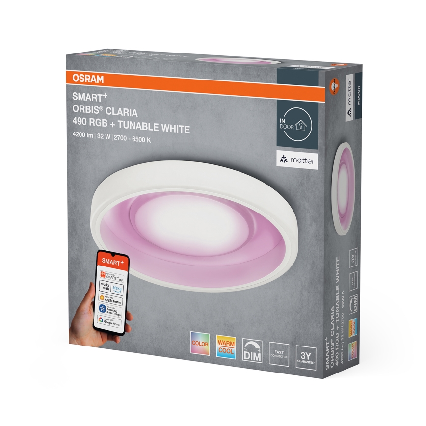 Osram- LED RGBW Dæmpbar loftlampe SMART+ CLARIA LED/32W/230V Ø 49 cm 2700-6500K Wi-Fi