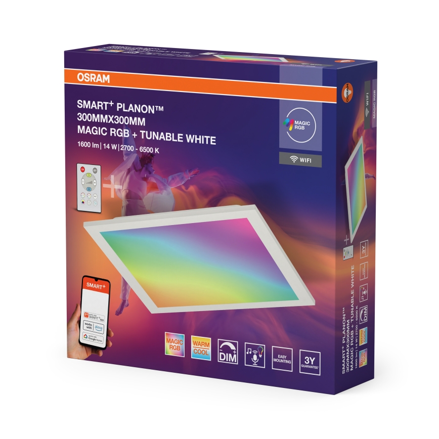 Osram - LED RGBW Dæmpbar loftlampe SMART+ MAGIC LED/14W/230V 2700-6500K 30x30 cm Wi-Fi + fjernbetjening