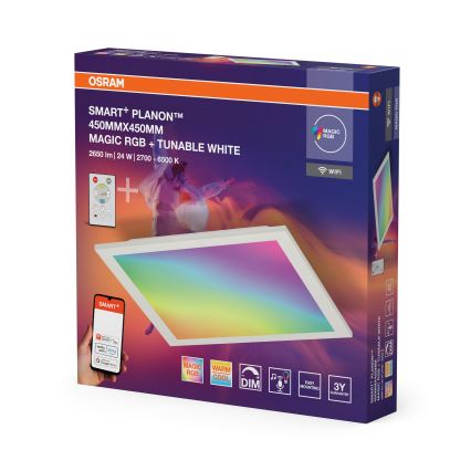 Osram - LED RGBW Dæmpbart loftarmatur SMART+ MAGIC LED/24W/230V 2700-6500K 45x45 cm Wi-Fi + fjernbetjening