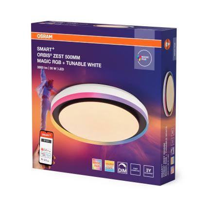 Osram - LED RGBW dæmpbar loftlampe SMART+ MAGIC LED/38W/230V Ø 49 cm sort 2700-6500K Wi-Fi