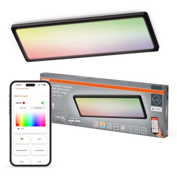 Osram - LED RGBW Dæmpbar loftlampe SMART+ PLANON LED/30W/230V 2800-6500K 58x20 cm Wi-Fi IP54 sort