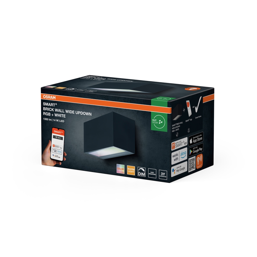 Osram - LED RGBW dæmpbar udendørs væglampe SMART+ BRICK LED/14W/230V IP44 Wi-Fi