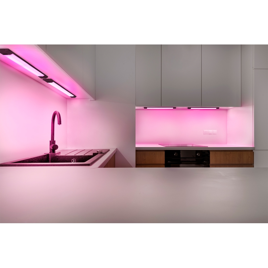 Osram - LED RGBW dæmpbar underskabslampe med bevægelsessensor LINEAR EDGE LED/8W/230V 50 cm sort + fjernbetjening