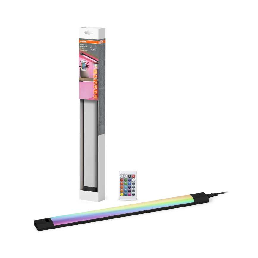 Osram - LED RGBW dæmpbar underskabslampe med bevægelsessensor LINEAR EDGE LED/8W/230V 50 cm sort + fjernbetjening