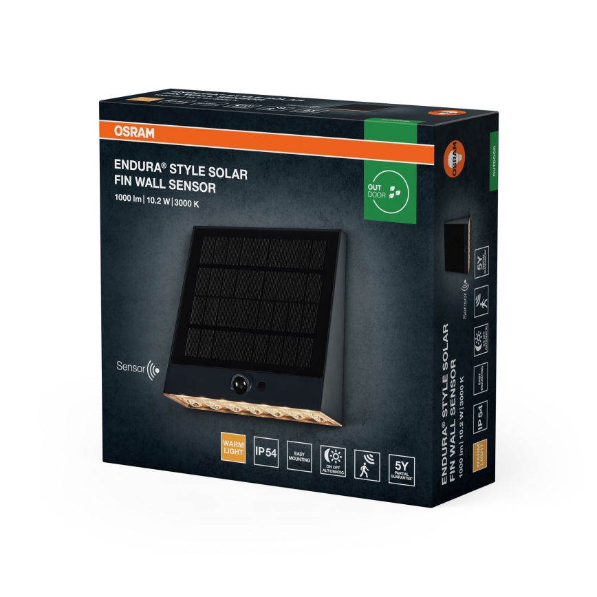 Osram - LED solcelledrevet væglampe med sensor ENDURA STYLE LED/10,2W/4,2V 2000 mAh IP54 antracit