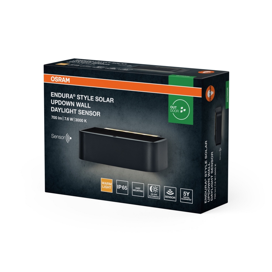 Osram - LED-dæmpbar solcelle-væglampe ENDURA STYLE LED/7,6W/4,2V 2000 mAh IP65 antracit
