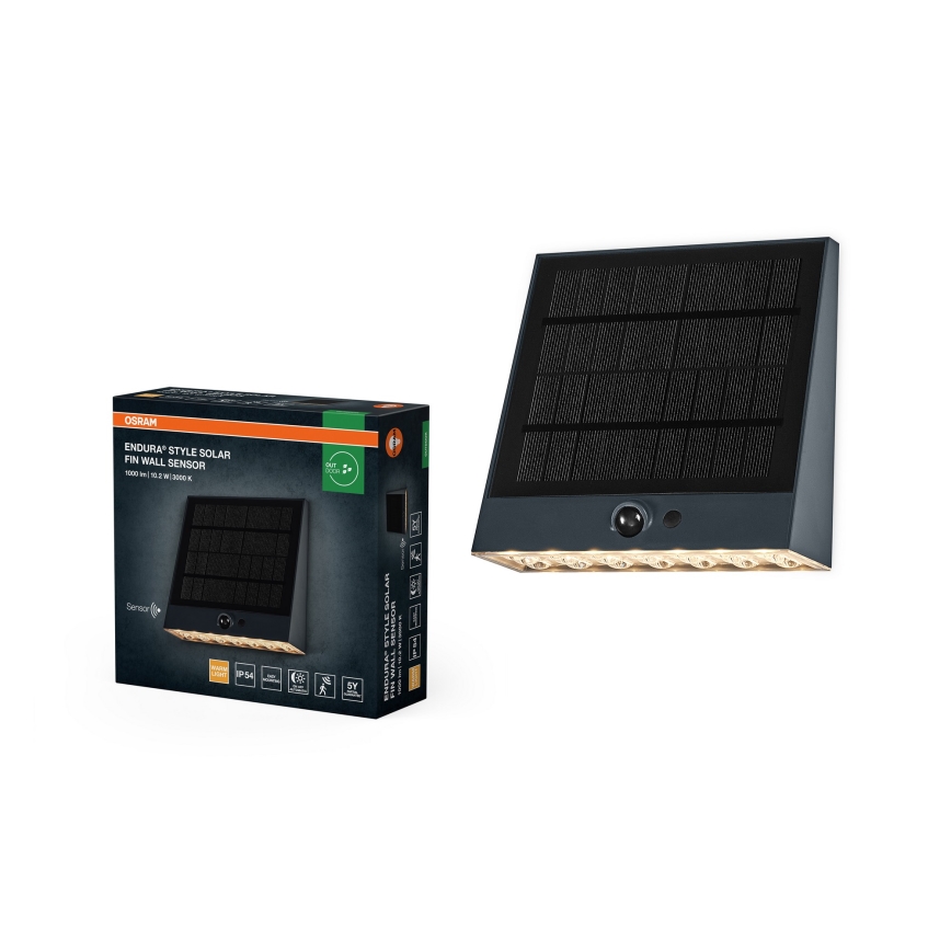 Osram - LED solcellevæglampe med sensor ENDURA STYLE LED/10,2W/4,2V 2000 mAh IP54 antracit