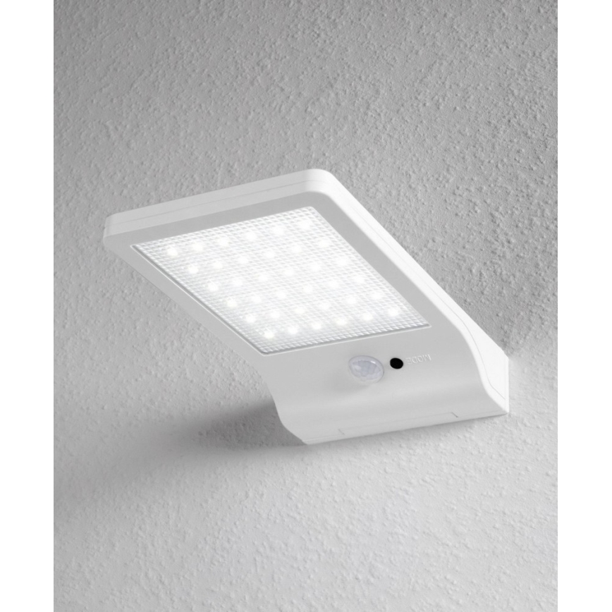 Osram - DOORLED LED solcelle-væglampe med sensor, 3W/3,3V, 2000 mAh, IP44, hvid