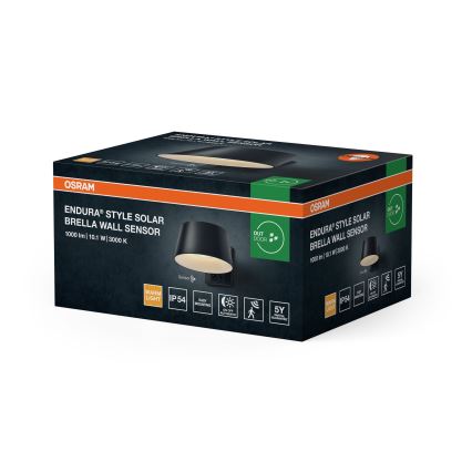 Osram - LED solcelledrevet væglampe med sensor ENDURA STYLE LED/10,1W/4,2V 2000 mAh IP54 antracit