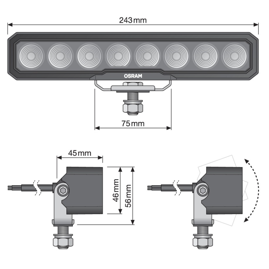 Osram - LED-spotlampe til bil LIGHTBAR WL VX250-WD LED/36W/12/24V 6000K IP69