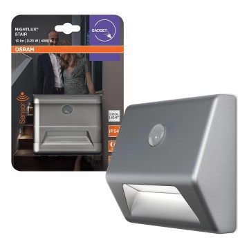 Osram - LED trappearmatur med sensor NIGHTLUX LED/0,25W/3xAAA IP54 sølv