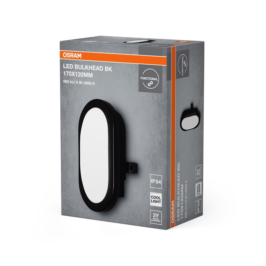 Osram - LED udendørs vægarmatur BULKHEAD LED/6W/230V IP54 sort