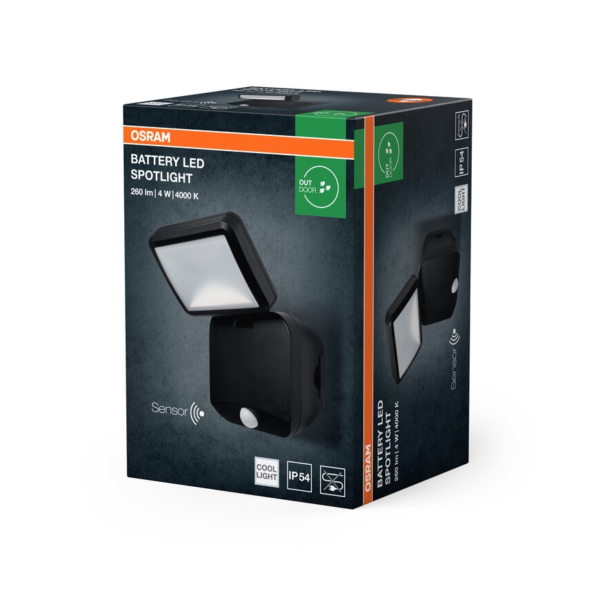 Osram - LED udendørs vægmonteret projektør med sensor BATTERY LED/4W/4xD IP54