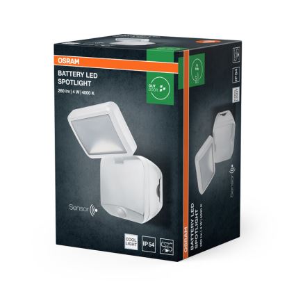 Osram - LED Udendørs vægmonteret reflektor med sensor BATTERY LED/4W/4xD IP54