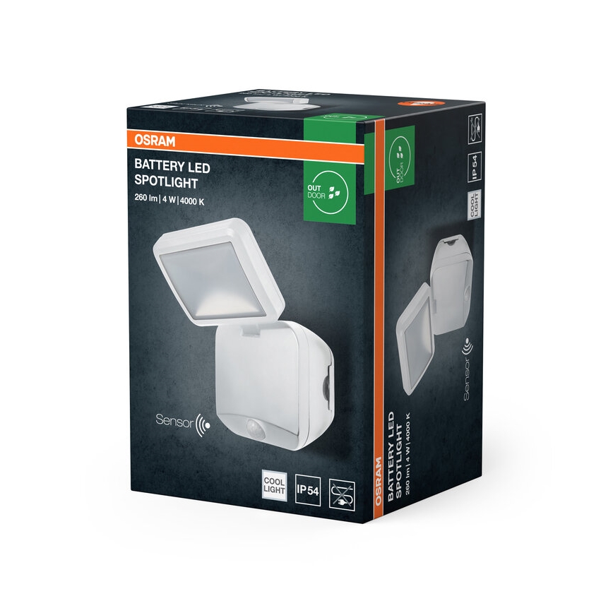 Osram - LED Udendørs vægmonteret reflektor med sensor BATTERY LED/4W/4xD IP54