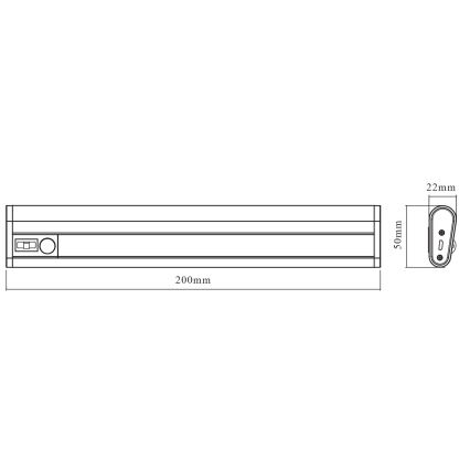 Osram - LED-underskabsarmatur med sensor MOBILE LED/1W/3,7V 1800 mAh
