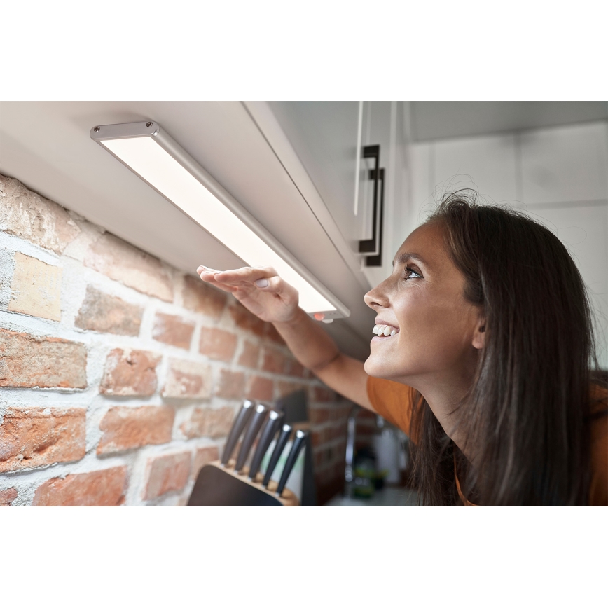 Osram - LED underskabslampe med bevægelses- og skumringssensor LINEAR LED/3,2W/3,7V 500 mAh 3000/4000/6500K 40 cm grå