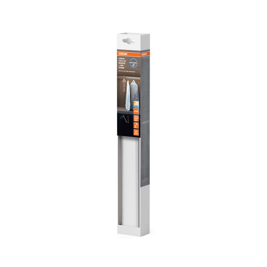 Osram - LED underskabslampe med bevægelses- og skumringssensor LINEAR LED/3,2W/3,7V 500 mAh 3000/4000/6500K 40 cm grå
