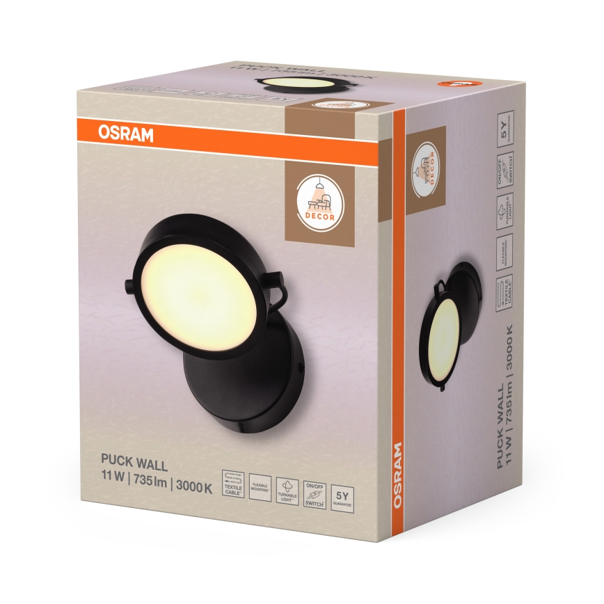 Osram - LED væglampe DECOR PUCK LED/11W/230V sort