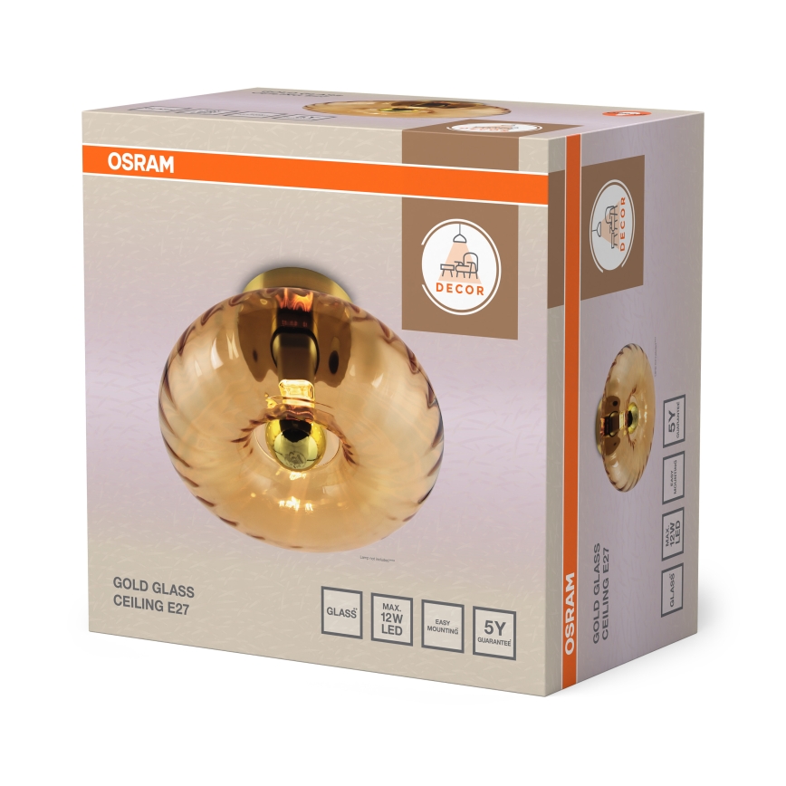 Osram - Loftlampe GOLD GLASS 1xE27/12W/230V Ø 28 cm guld/røget beige