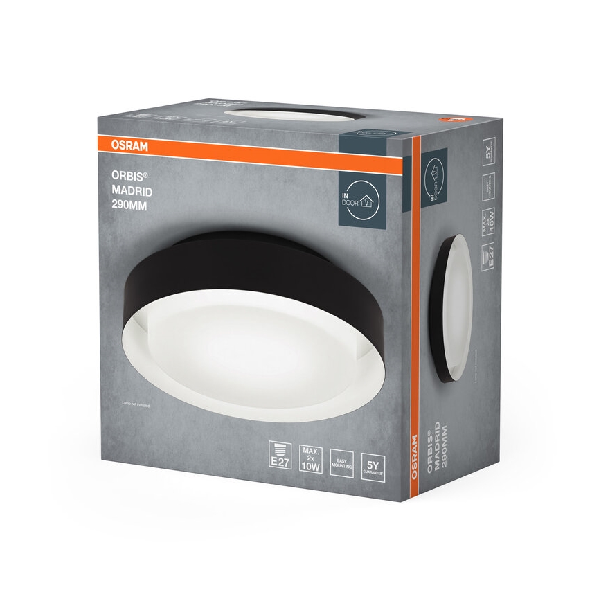 Osram - Loftlampe ORBIS MADRID 2xE27/10W/230V Ø 29 cm, sort