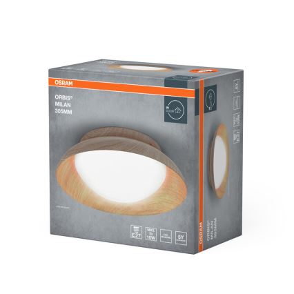 Osram - Loftlampe ORBIS MILAN 2xE27/10W/230V Ø 30,5 cm i trælook
