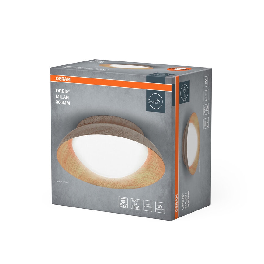 Osram - Loftlampe ORBIS MILAN 2xE27/10W/230V Ø 30,5 cm i trælook