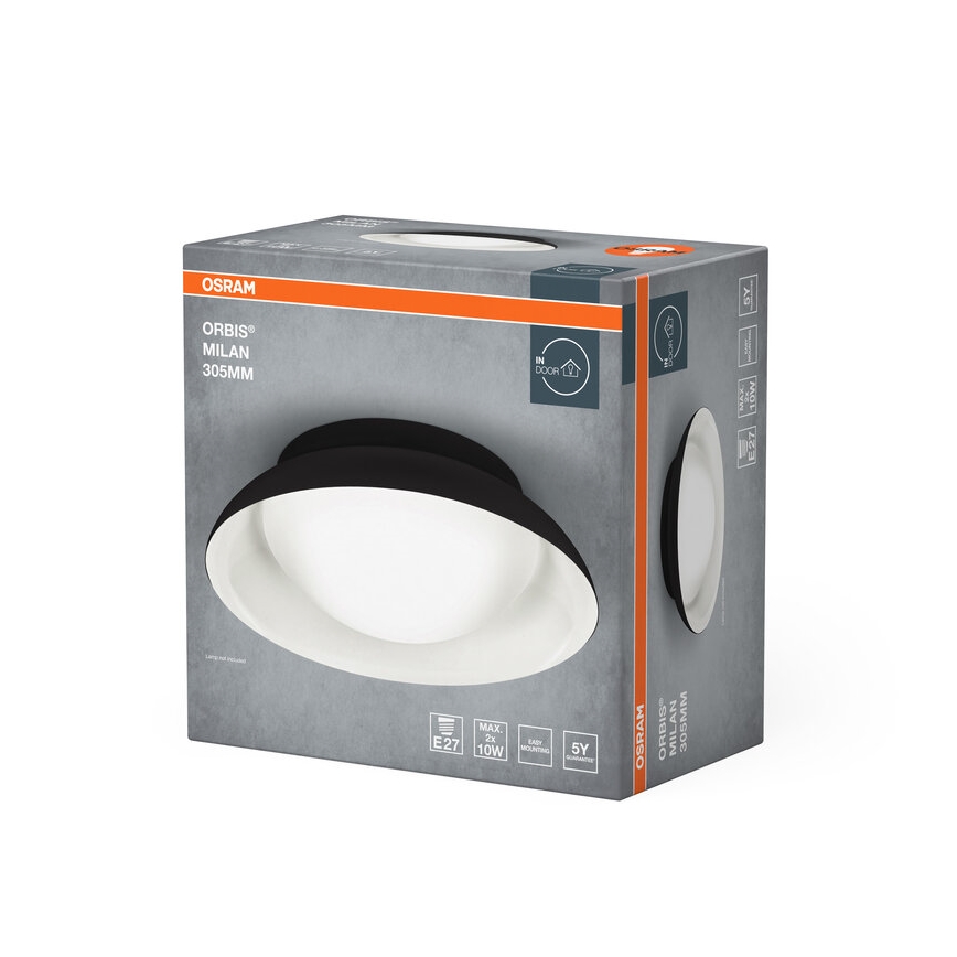 Osram - Loftlampe ORBIS MILAN 2xE27/10W/230V Ø 30,5 cm sort
