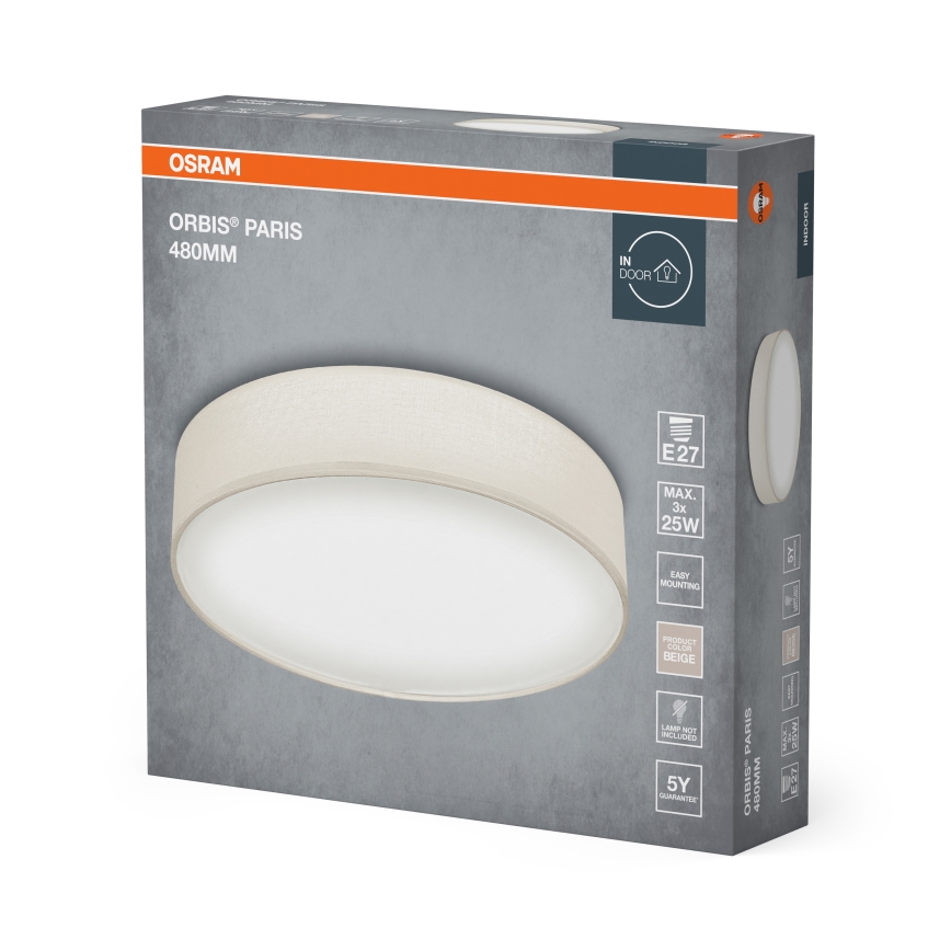 Osram - Loftlampe ORBIS PARIS 3xE27/25W/230V Ø 48 cm cremefarvet