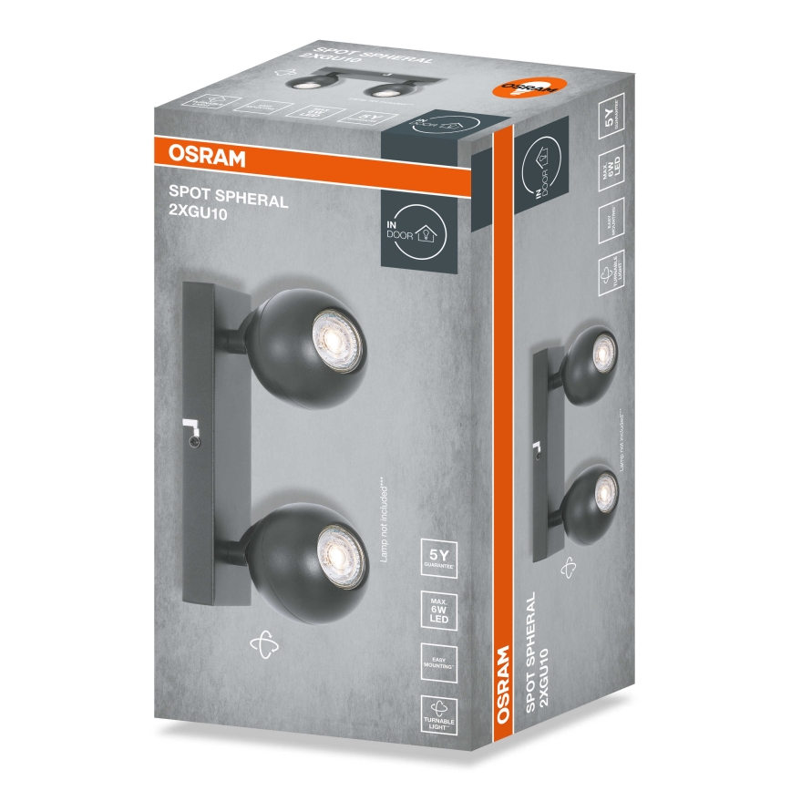 Osram - Loftspot SPOT SPHERAL 2xGU10/6W/230V sort