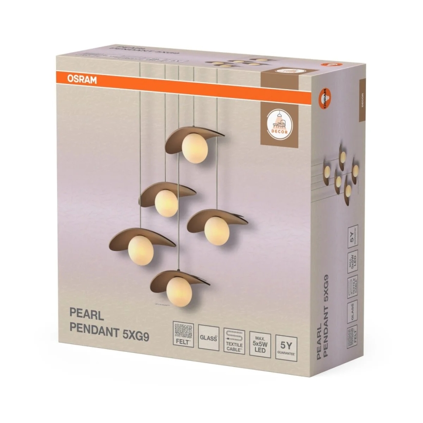 Osram - Lysekrone på kabel DECOR PEARL 5xG9/5W/230V beige